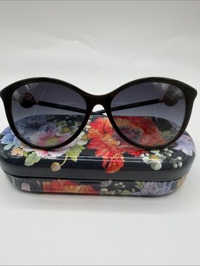 Brighton Ferrara Black Framed with Gold Plated Medallion Sunglasses